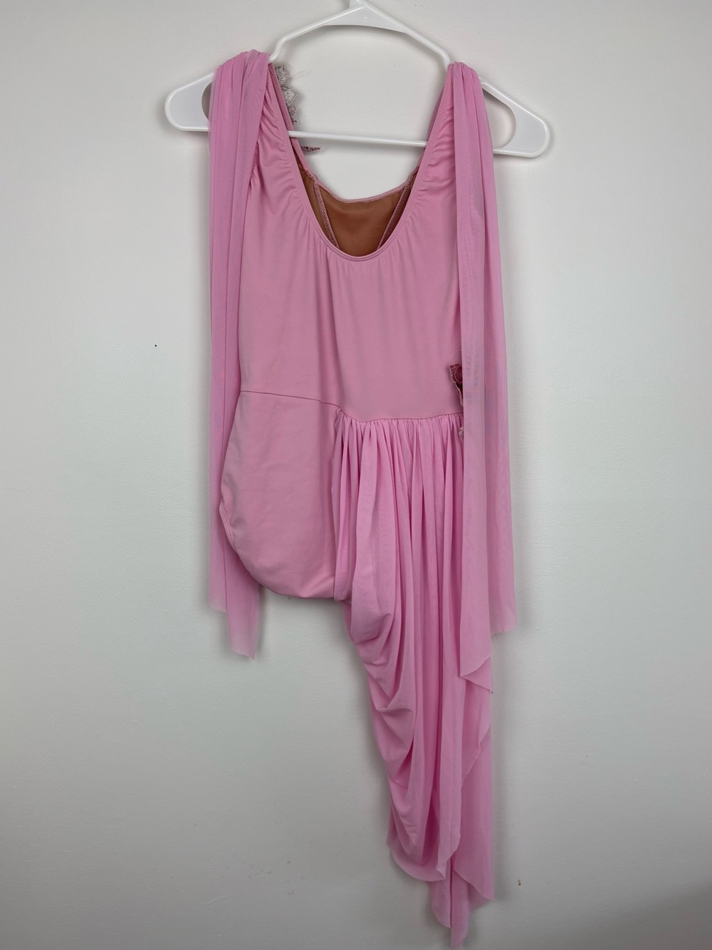 Revolution Pink Dancewear Dress Adult Medium EUC Asymmetrical Hem Lyrical Fairy - Picture 10 of 15